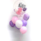 Purple and pink happy birthday aqua clear balloon bouquet
