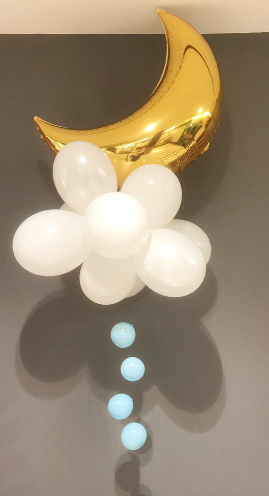 Crescent moon and cloud balloon bouquet