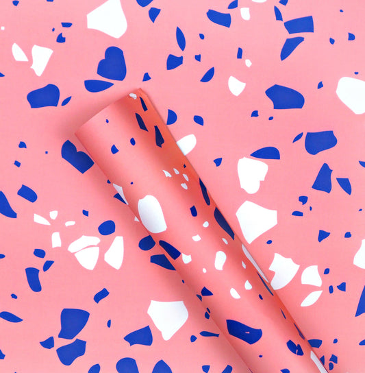 Pink terrazzo colourful wrapping paper