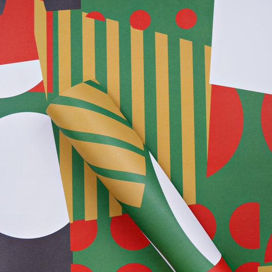Red and green abstract colourful wrapping paper