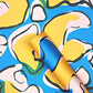 Yellow blue colourful wrapping paper