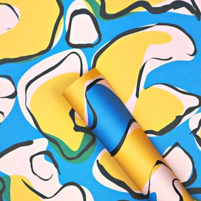 Yellow blue colourful wrapping paper