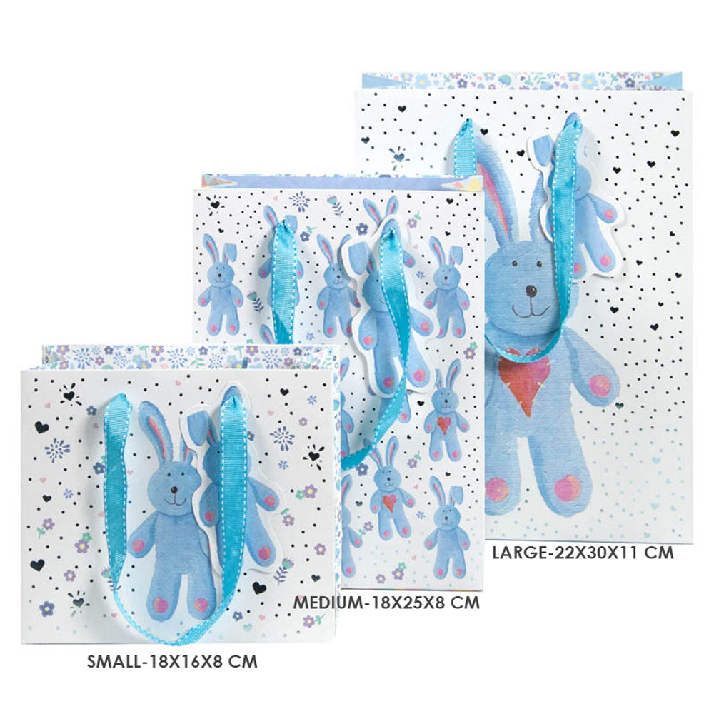 Blue bunnies baby boy gift bag
