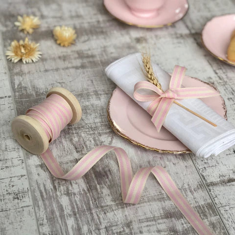 Pale pink and cream stripe ribbon